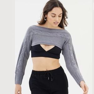 Delphine The Label Shrine Gray Knit Crop Sweater 6